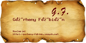 Görheny Fábián névjegykártya